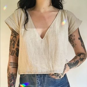 Frond Deep V Top In Oatmeal